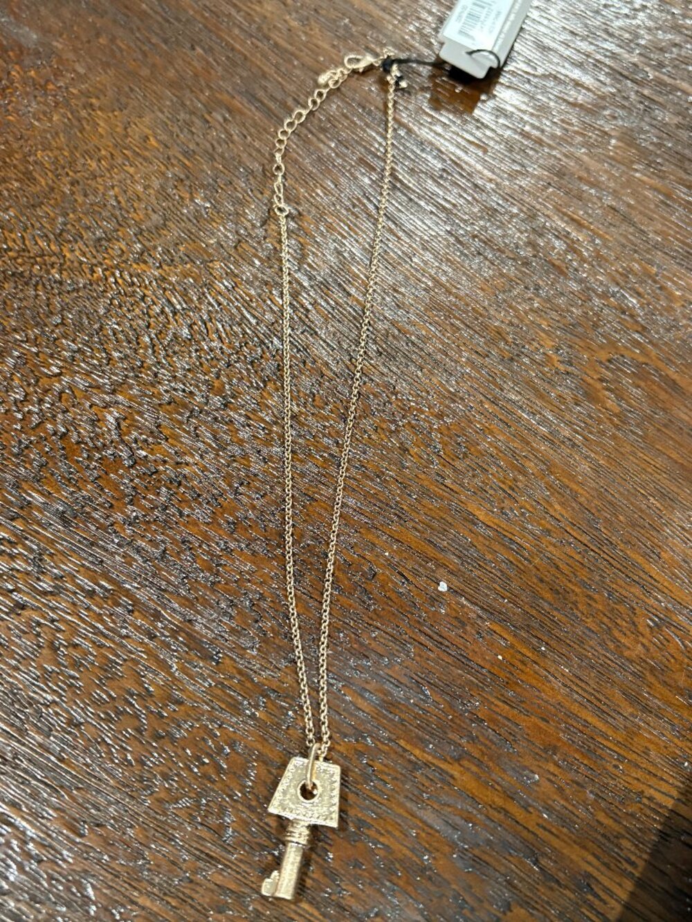 Canvas Gold Tone Square Key Charm necklace Adjustable NEW